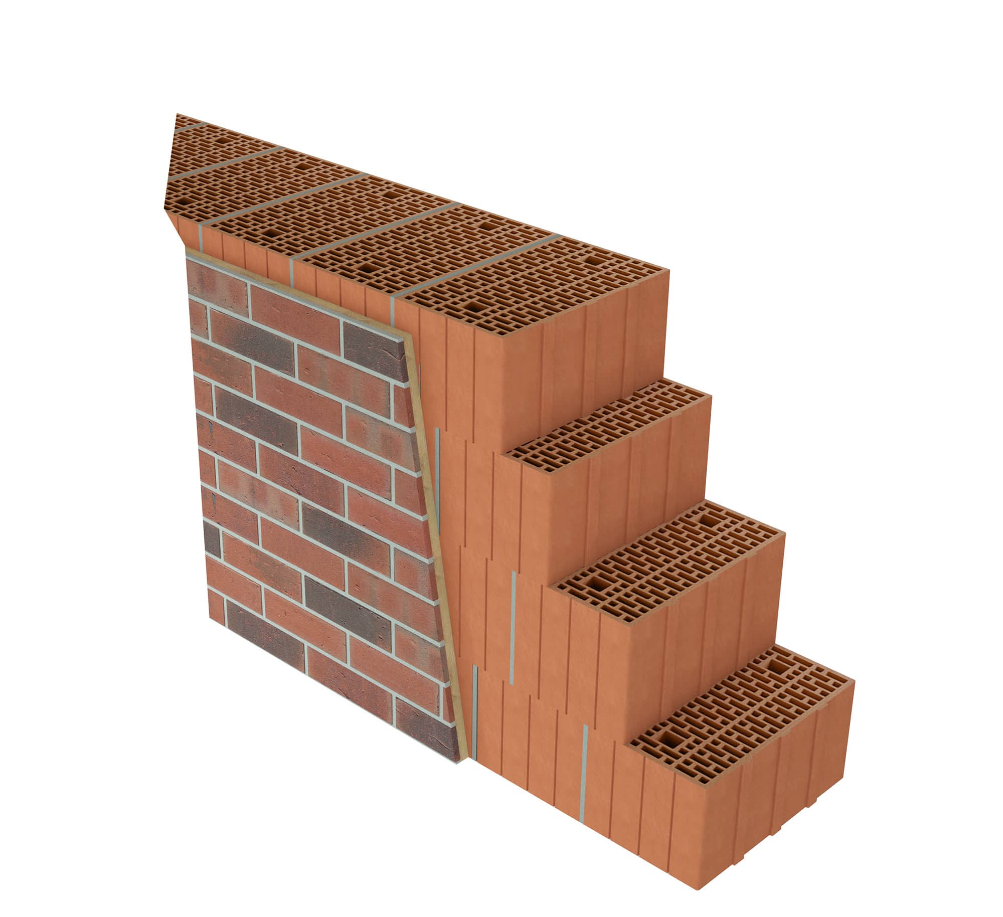 System kess on vertically perforated bricks